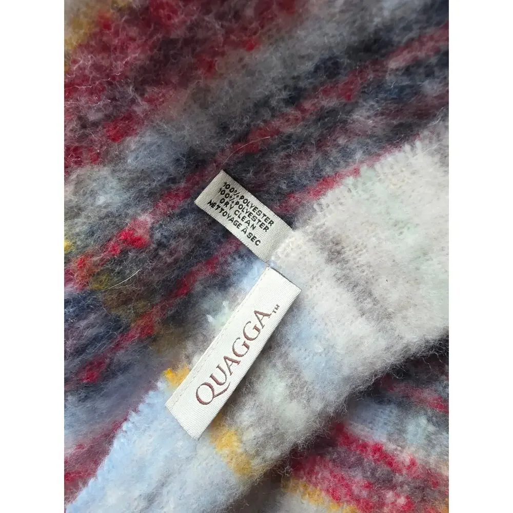 Quagga Large Rectangle Scarf OS‎ Womens Fluffy Multicolor Fall Winter